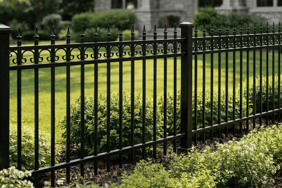 house with wrought iron fence
