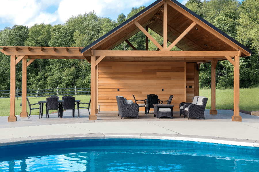 outdoor pergola by pool
