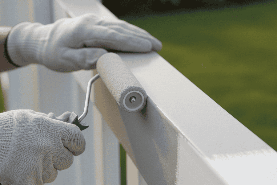 person painting fence